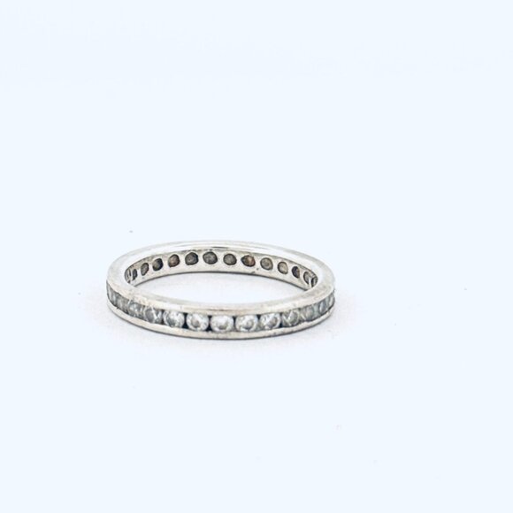 Estate Vintage Sterling Silver 925 CZ Eternity Band Wedding Ring Size 8.75 - Picture 2 of 8